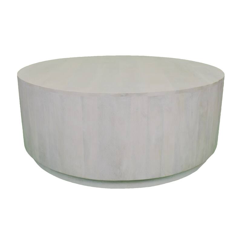 HomeRoots42" Rustic White Solid Wood Round Distressed Coffee Table - 42
