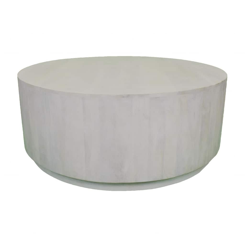 HomeRoots42" Rustic White Solid Wood Round Distressed Coffee Table - 42