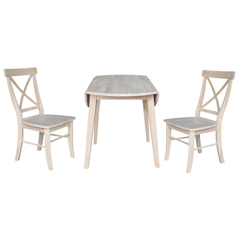 42" Solid Wood Round Dual Drop Leaf Table with Dining Chairs