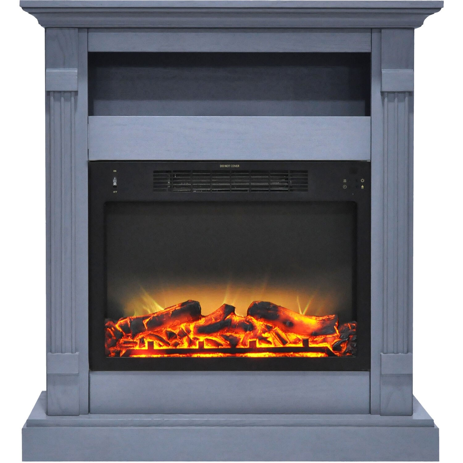 Cambridge Sienna 34 In. Electric Fireplace w/ Enhanced Log Display and  Slate Blue Mantel - On Sale - Bed Bath u0026 Beyond - 29893218