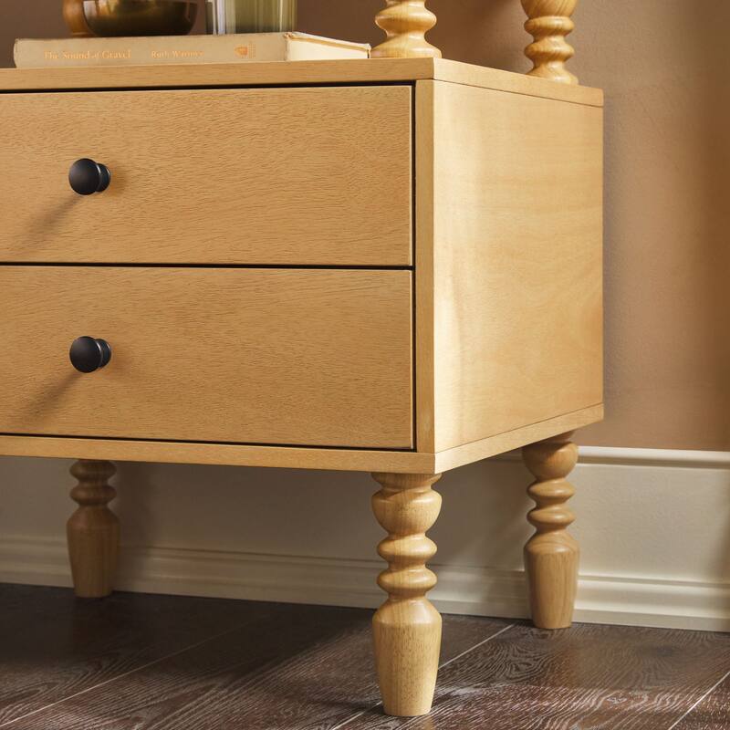 Walker Edison Easy Assembly Solid Wood 2-Drawer Nightstand