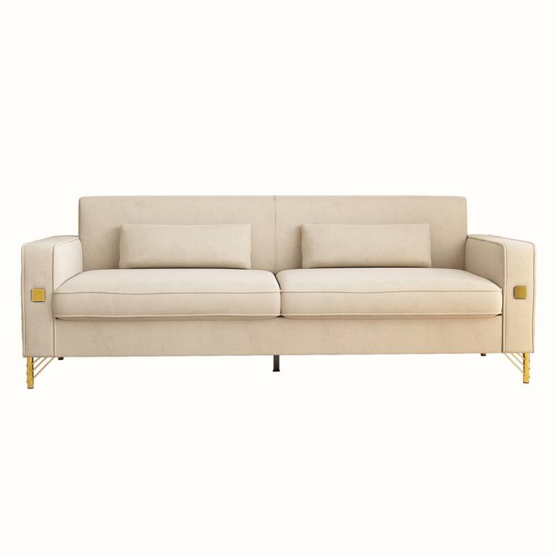 Velvet Loveseats, Comfortable Sofa for Living Room - Beige