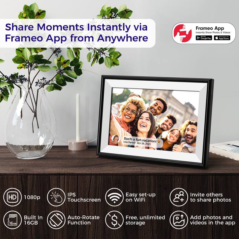 10.1" WiFi Frameo Digital Picture Photo Frame - Aluminum Frame