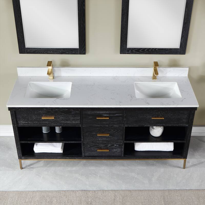 Altair Kesia Bathroom Vanity with Composite Stone Countertop with Mirror