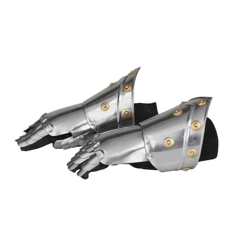 Metal Replica Medieval Armor Gloves - Set of 2 Silver - Roche River Decor