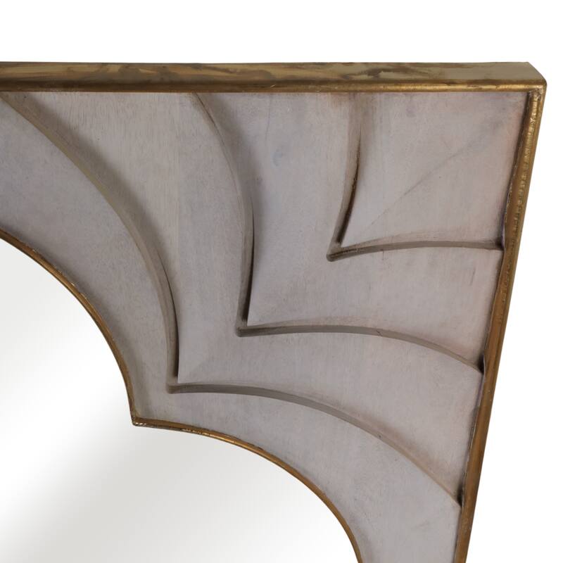 Wood Brass Frame Wall Mirror Decorative Elegant Room Decor - 35" Ivory - 35" x 1.75" x 35"