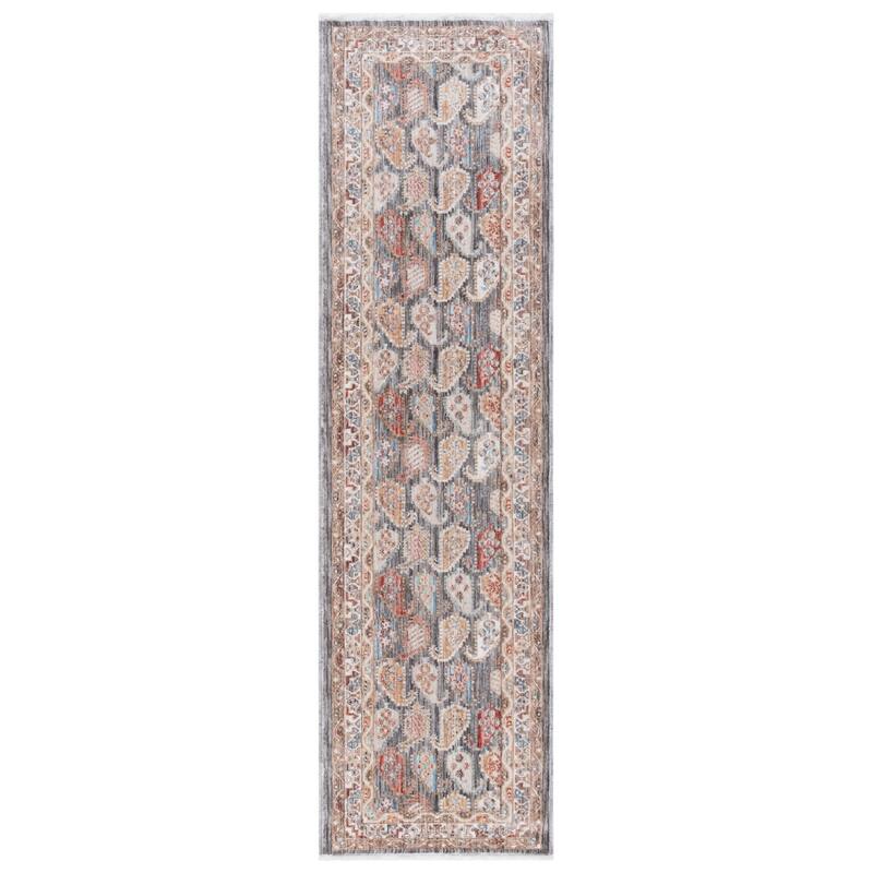 SAFAVIEH Paisley Arntraud Transitional Rug - 2'3" x 8' Runner - Dark Grey/Rust