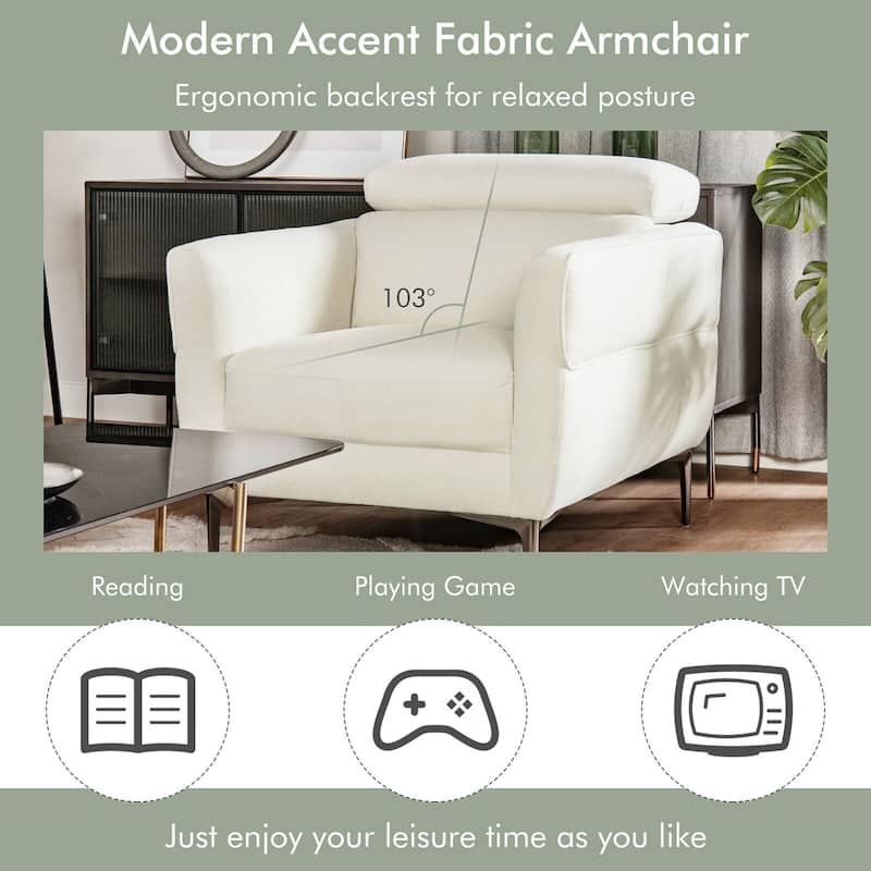 Gymax Modern Upholstered Accent Chair Single Sofa Armchair w/