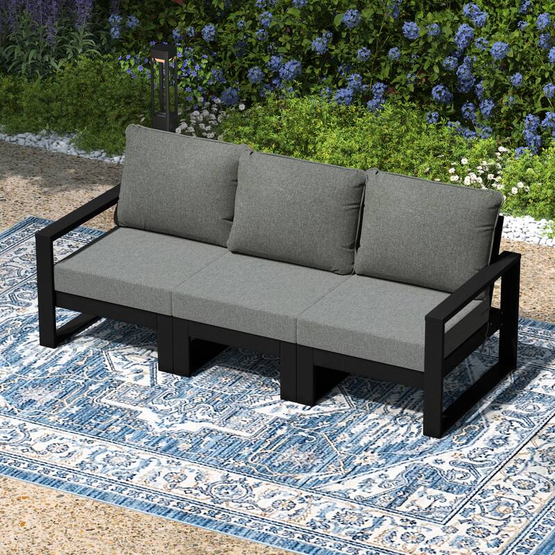 Endless Outdoor Patio Sofa with Black Frame
