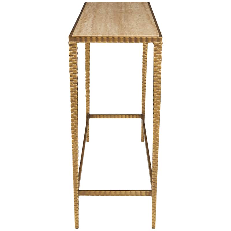 Marble Console Table with Gold Metal Legs - Gold - Roche River Decor - 12"W x 37"L x 28"H