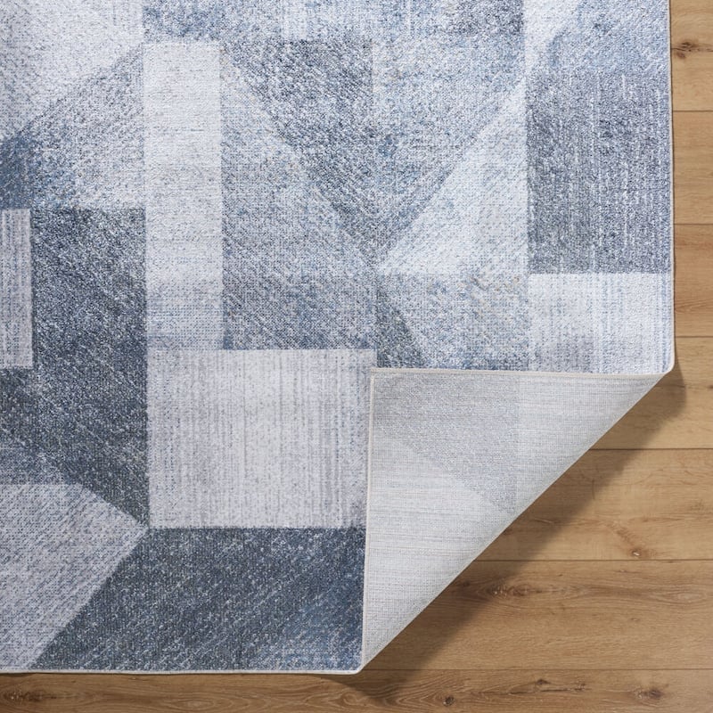 Livabliss Lillian Modern Washable Area Rug - 2'7" x 7'3" - Dark Blue/Ivory