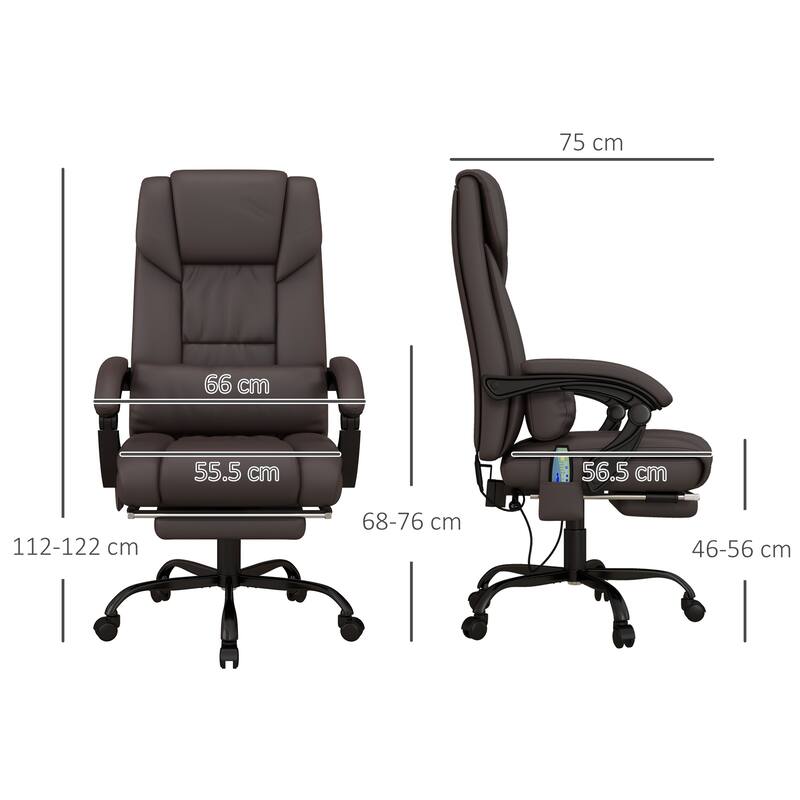 Adjustable Height Massage Office Chair Computer Task Chair, Leather Ergonomic Chair Executive Chair with Footrest