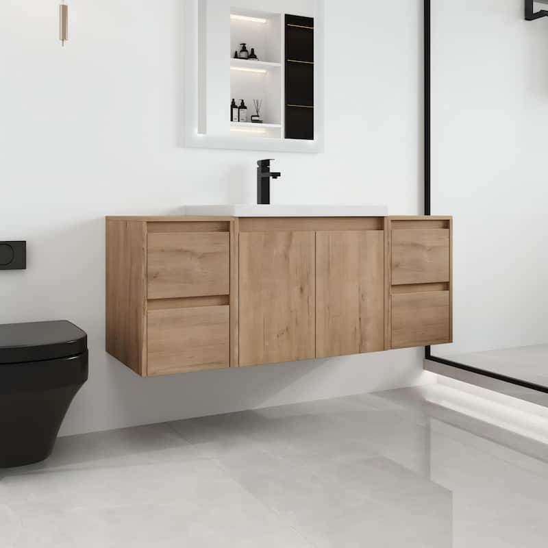 Malwee 36"/48"/60" Floating Bathroom Vanity,Wall Mounted Bathroom Vanity with Sink,Soft Close Door and Drawer - 47.2"×18.1"×20.5"