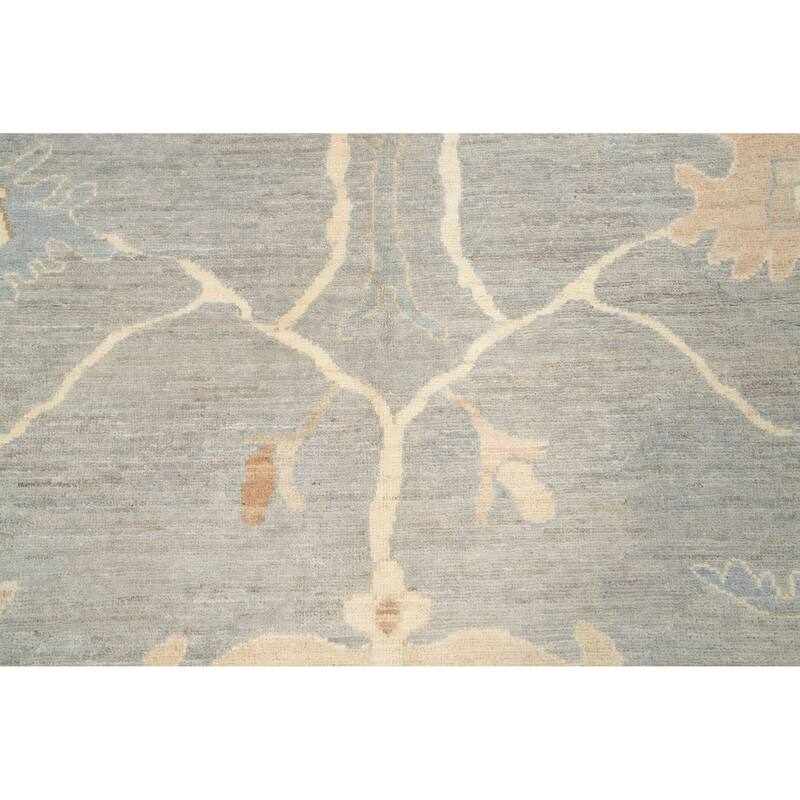 Hand Knotted Oriental 100% Wool Carpet Transitional All-Over Greys & Charcoal Oushak Area Rug - 11' 10'' X 9' 0''