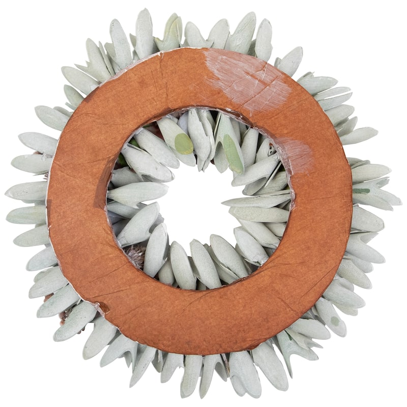 Roses and Thistle Wooden Artificial Floral Spring Wreath - 14"