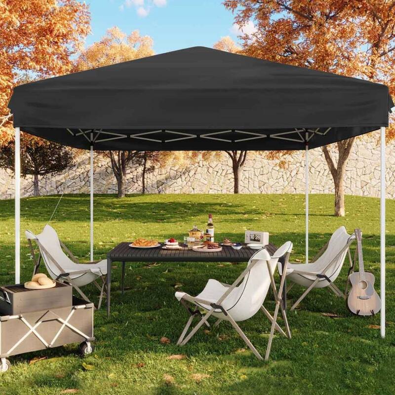 10x10 Pop Up Canopy Tent with 4 Sandbags & Carrying Bag for Camping, Parties - Black