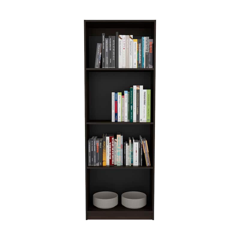 Tall Elegant 4-Shelf Bookcase Kronos,Open Storage,Stained Walnut