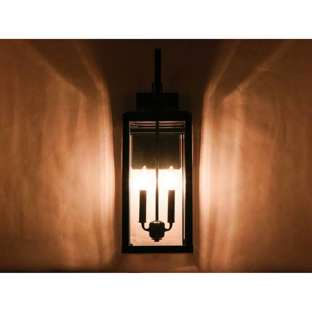 2 Outdoor Wall Lantern in matte black finish - 25"H x 8"W x 9.2"D