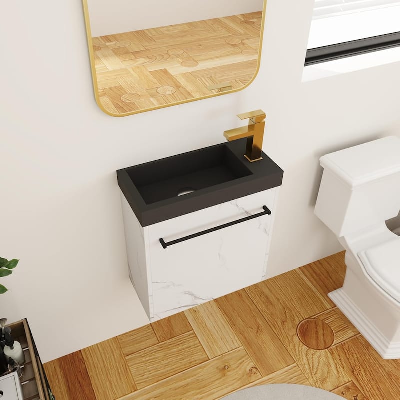 BNK 20"/24"/30" Single Sink Bathroom Vanity with Soft Close Door or Right Side Shelves, Modern Floating Vanity