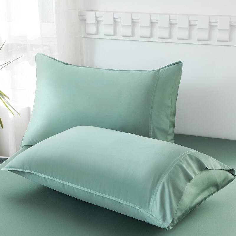 400TC Cooling Sheet Set, Sateen Weave 4 Piece Bedding with 16 Inch Deep Pocket Fitted Sheet