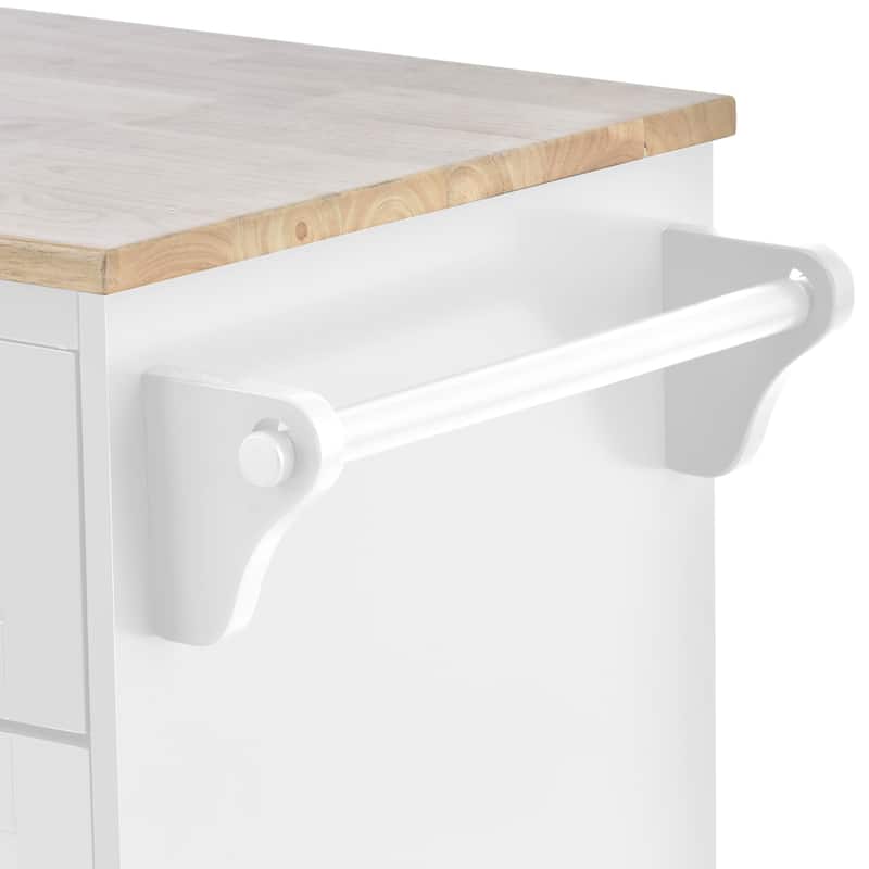 Rolling Kitchen lsland with Adjust Layer and Open Compartments