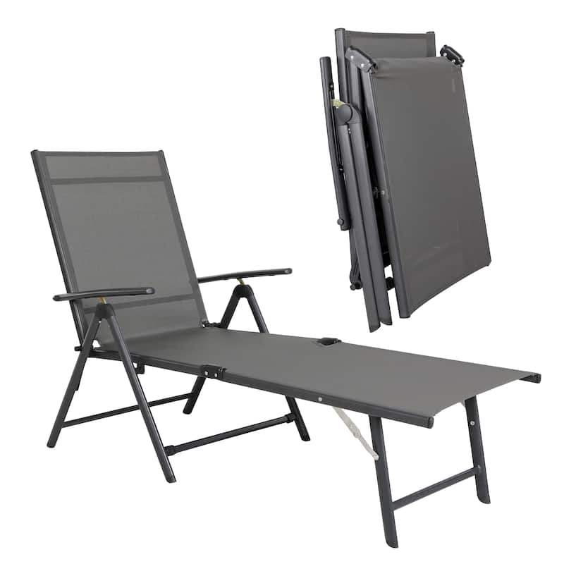Nuu Garden Outdoor Folding Chaise Lounge with Adjustable Backrest