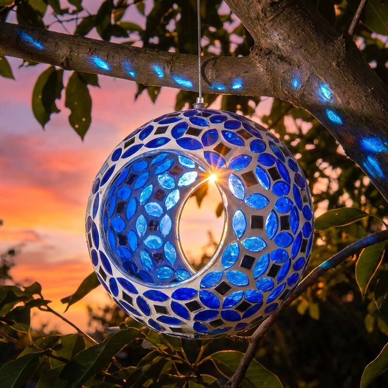 Sunnydaze Mosaic Fly-Through Hanging Bird Feeder - Purple