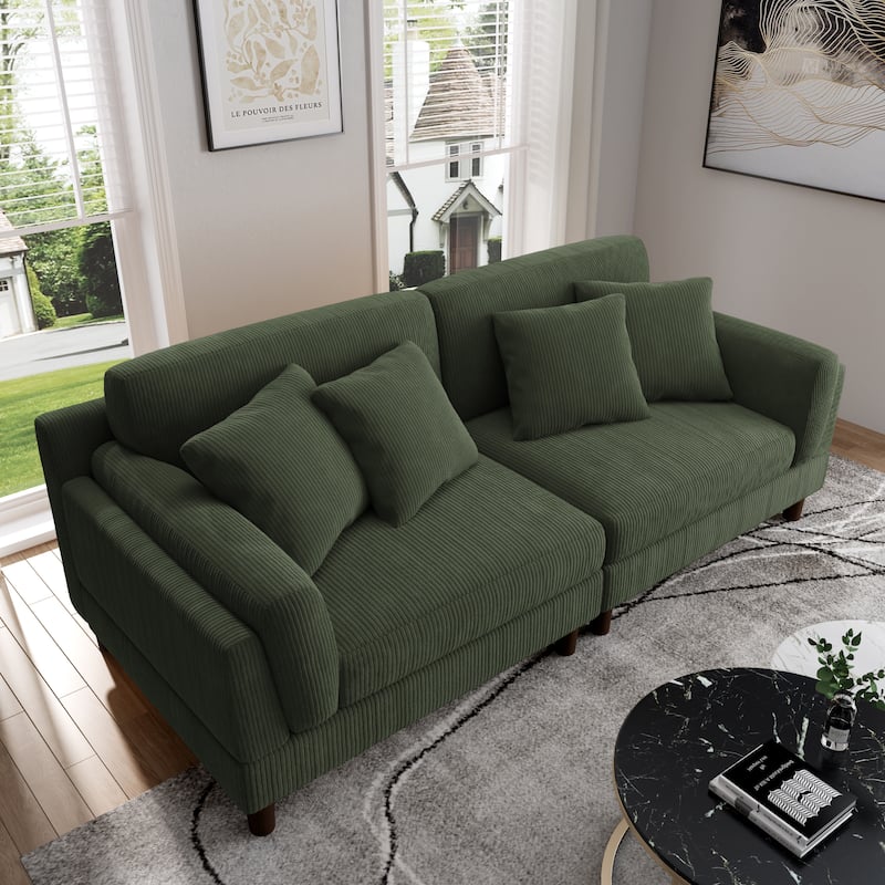 Modern 90" inch Sofa Comfy Corduroy Deep Seats Sofa