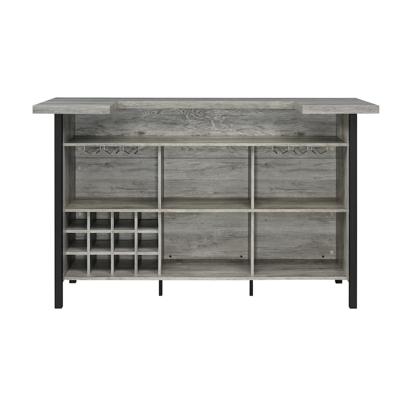 Menimen Grey Driftwood Bar Unit with Stemware Racks