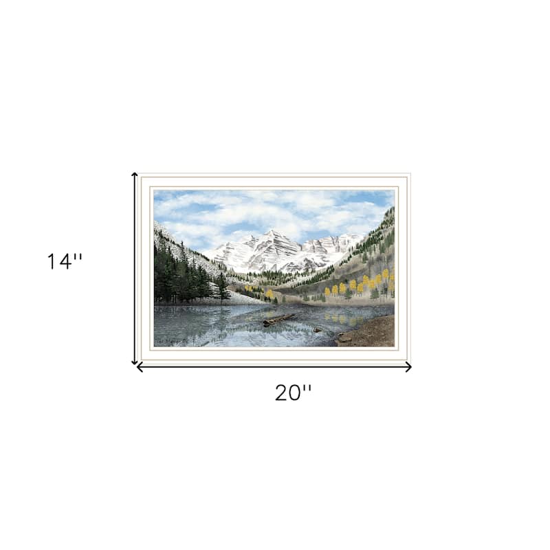 HomeRoots Snowy Mountain Landscape White Framed Wall Art