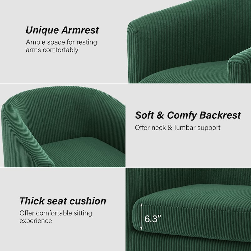 Corduroy Upholstered Swivel Barrel Chair