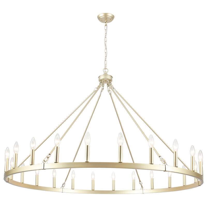 24-Light 51.97-inch Dimmable Round Wagon Wheel Chandelier for Dining Room