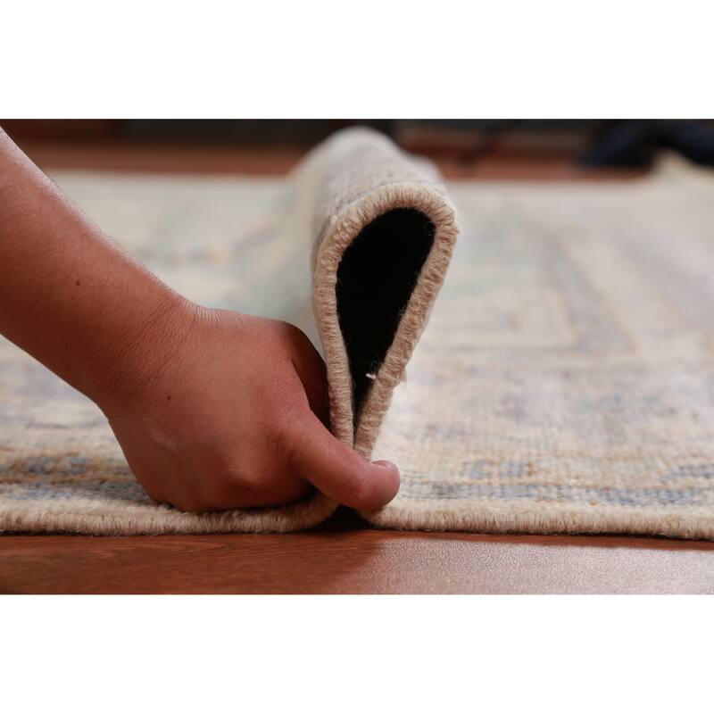 Hand Knotted Oriental 100% Wool Carpet Transitional Floral Beige & Ivories Oushak Area Rug - 9' 9'' X 8' 4''