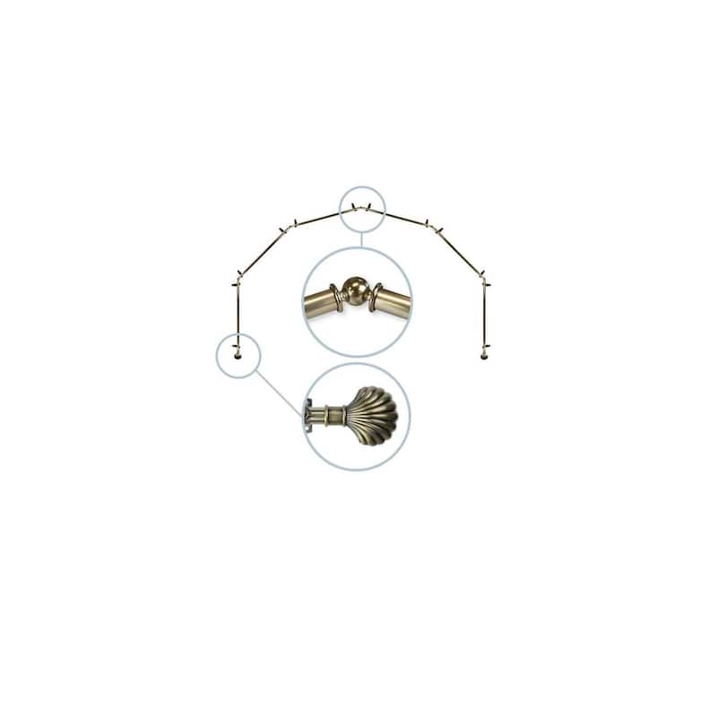 Bay Window Curtain Rod - 13/16 Inch Antique Brass Corner Rods - 6-Sided Drapery Hardware - M