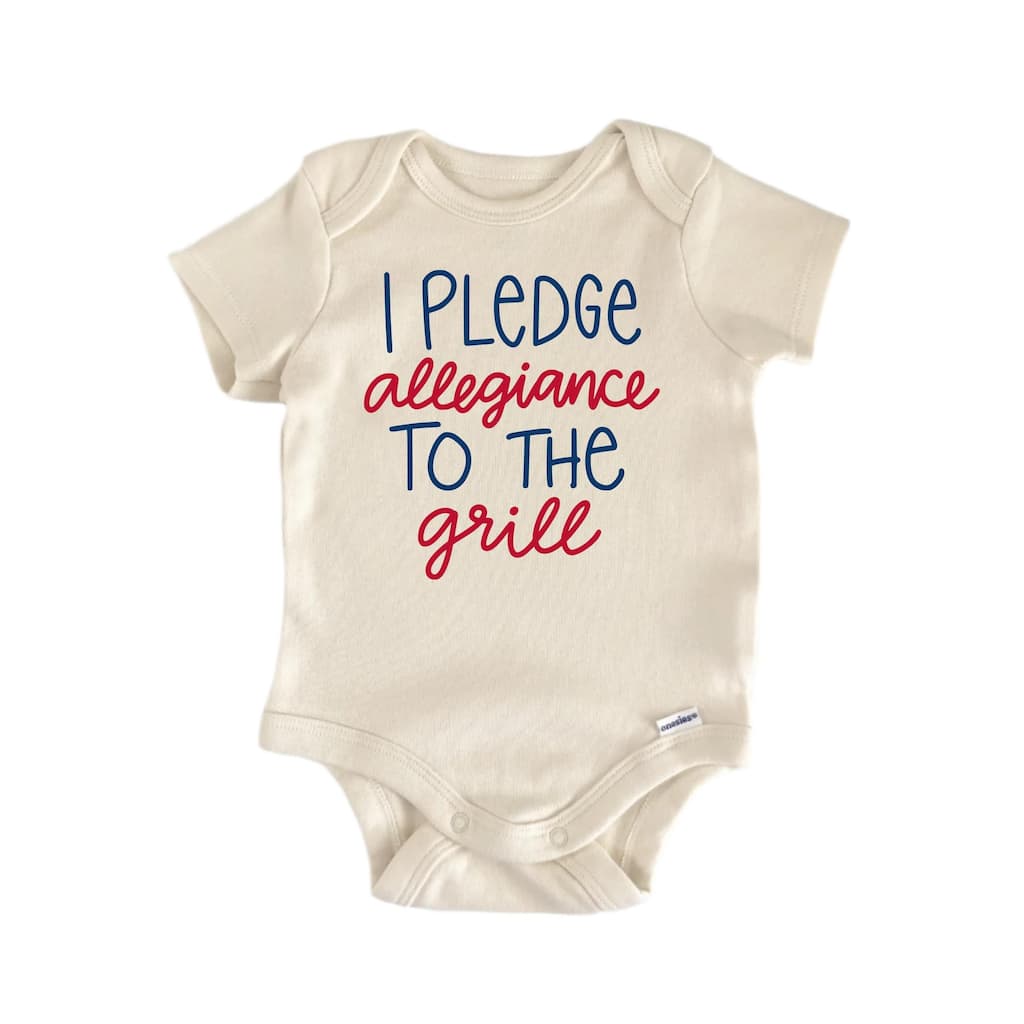 I Pledge Allegiance To The Grill America Patriotic - Baby Boy Girl Clothes Bodysuit