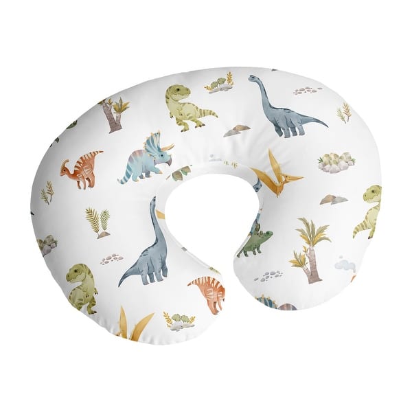 slide 2 of 6, Sweet Jojo Designs Watercolor Dinosaur Dino Boy Nursing Breastfeeding Pillow Cover Case Pillow Not Included Blue Modern Jurassic
