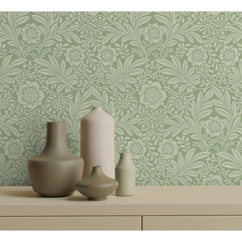 Fine Decor Camille Sage Damask Wallpaper