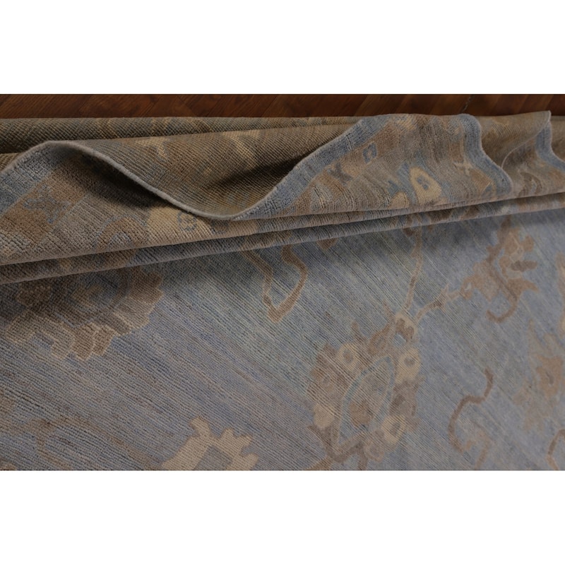 Blues & Grays Oushak Turkish Large Rug Handmade Wool Carpet - 10'1"x 13'11"