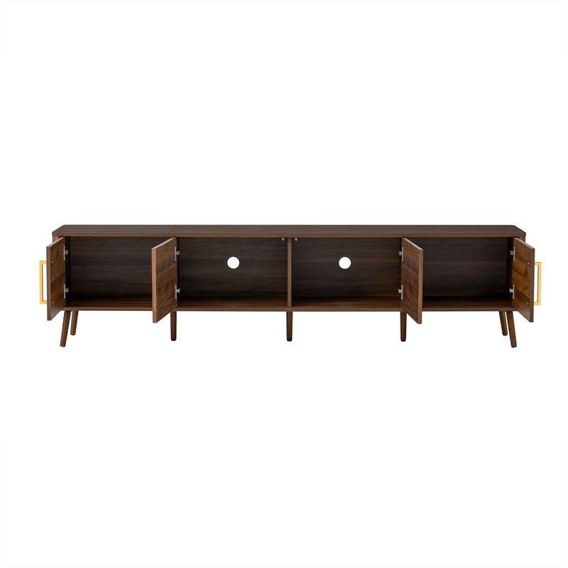 Walnut TV Stand Media Console Table for Living Room, Mid Century Modern Entertainment Center with Storage