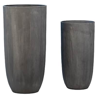 Garden Fiber and Sand Composition Pot Planter (Set of 2)
