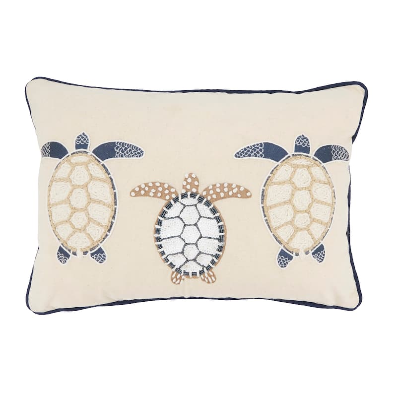 Aquatic Dreams Turtle Throw Pillow - 14"x20" - Cover Only - Ivory