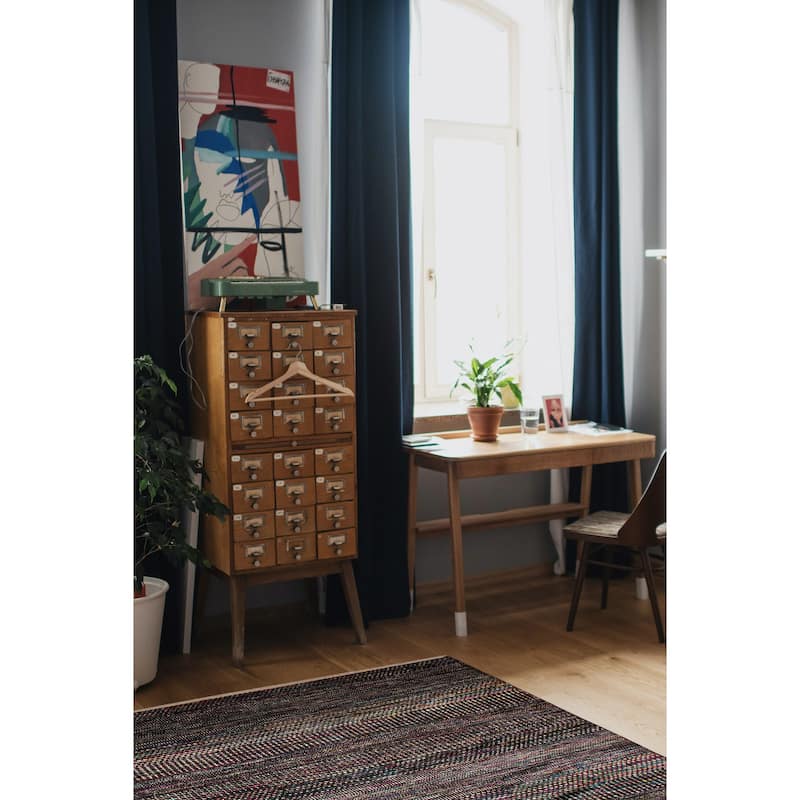 ECARPETGALLERY Hand-knotted Silk Shadow Black Multi Color Rug - 8' 4" x 8' 4"