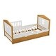 preview thumbnail 5 of 7, White+Walnut Twin Size Wood House Shape Bed with Trundle Wooden Bed for Girls Boys Teens