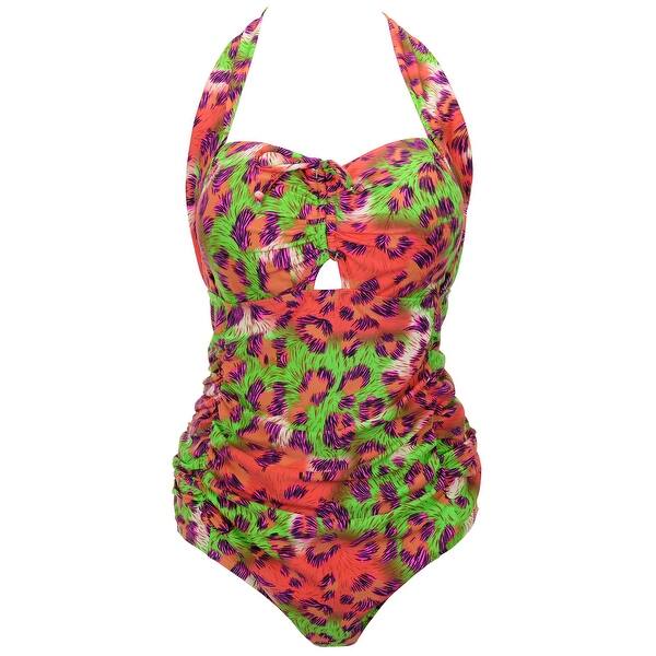 Shop Qzunique Women S Retro Vintage One Piece Swimwear Floral Monokinis Plus Size Overstock 27800170