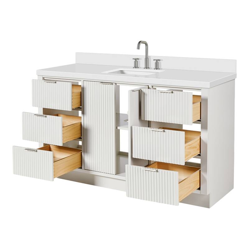 Ariel P61WQRVO Milan 61" Free Standing Single Basin Vanity Set with