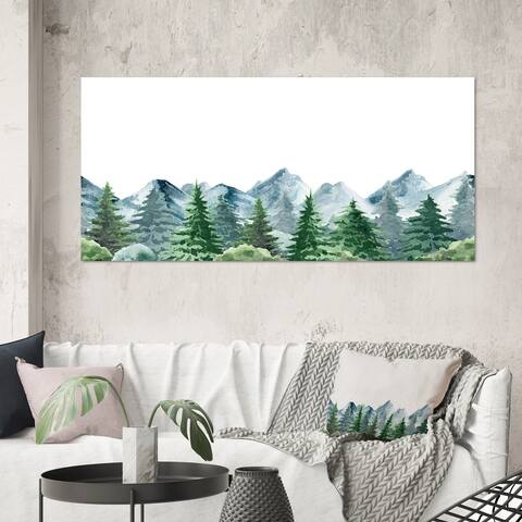 Designart 'Mountain Landscape With Fir Trees I' Country Canvas Wall Art Print