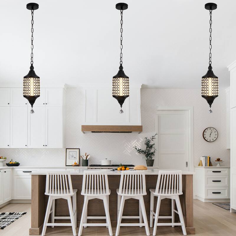 CurveCurio 7" Classic Crystal Pendant w Dimmable LED Light, Adjustable Hanging Chain up to 70 inches
