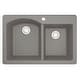 preview thumbnail 49 of 53, Top Mount 33-inch Large/Small Bowl Quartz Kitchen Sink - 33" x 22" x 9" Grey