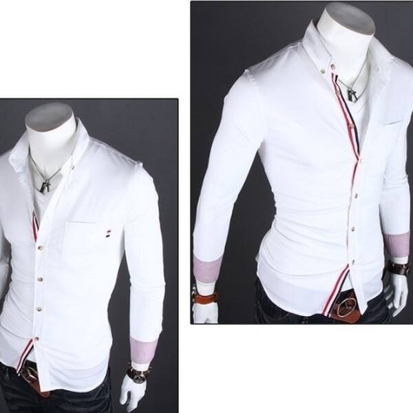 Shop Black White Classic Men Shirt Fashion Long Sleeved Shirt