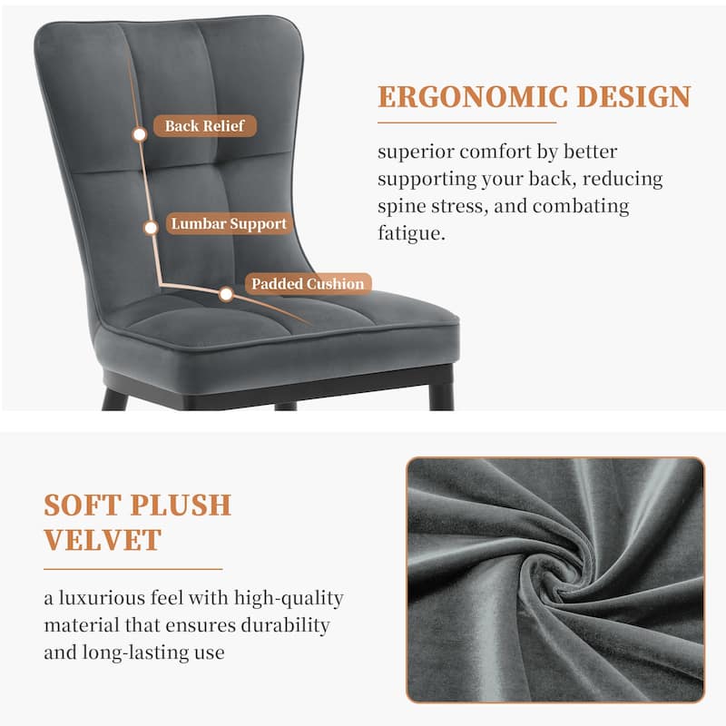 Modern Velvet Upholstered Dining Chairs, Set of 2/4 - 35.8"H x 18.9"W x 23.2"D